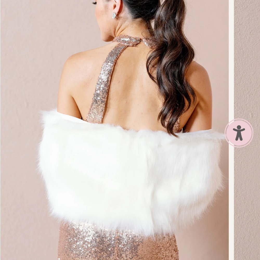 White Faux Fur Shrug